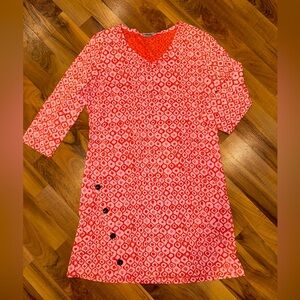 Icantoo casual print dress button detail‎ 100% cotton sz large